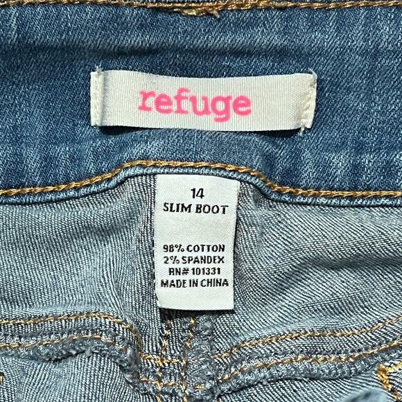 ✨Refuge size 14 women's Slim Bootcut Distressed Jeans Light Wash  Stretch Denim - Picture 3 of 9